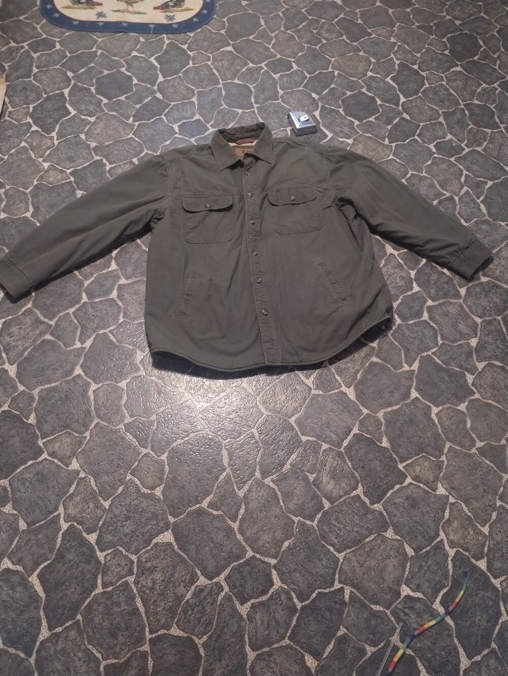 Outdoor life mens Sherpa lined heavy canvas button up shirt Jacket XXLT
